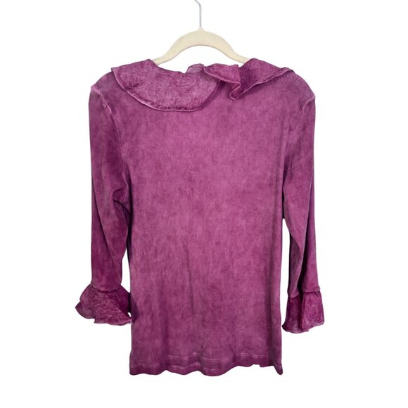 Soft surroundings vintage 90s y2k ruffle pink blouse size M phoebe charmed acid - Picture 2 of 6